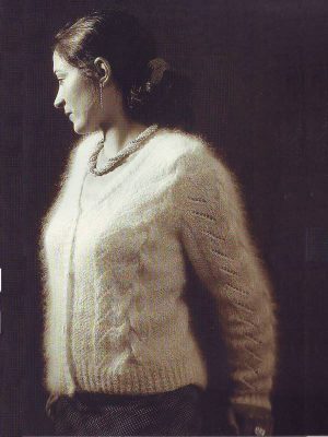 Modele Tricot Hipolaïs : Gilet avec torsades et fantaisie en laine Mohair et Soie