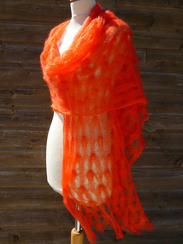 étole femme mohair & soie orange