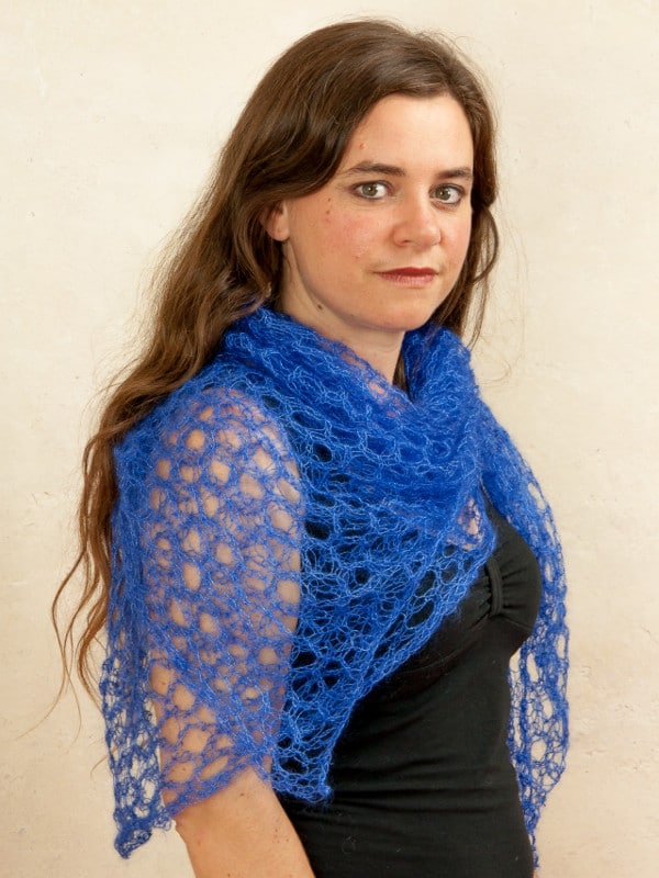 echarpe tricot laine mohair et soie bleu - foulard