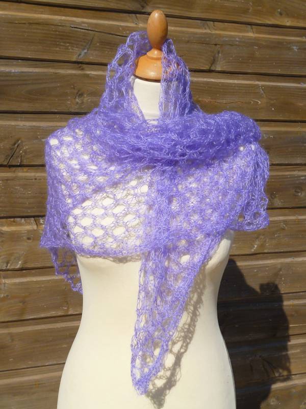 echarpe en laine mohair et soie lilas - foulard