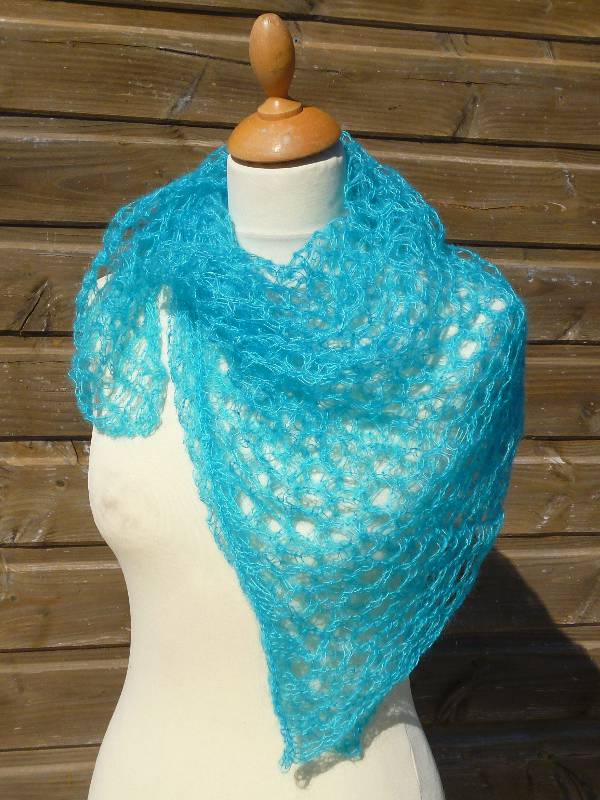 echarpe en laine mohair et soie turquoise - foulard