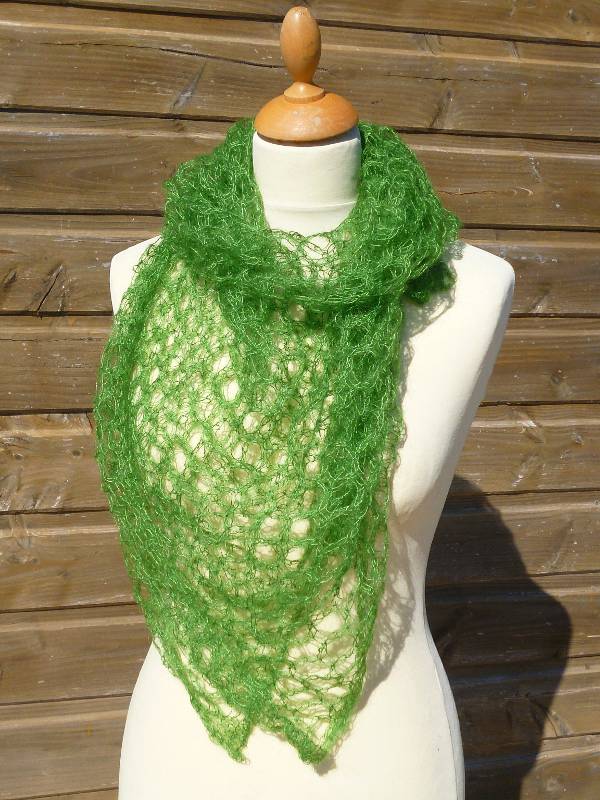 echarpe en laine mohair et soie vert - foulard