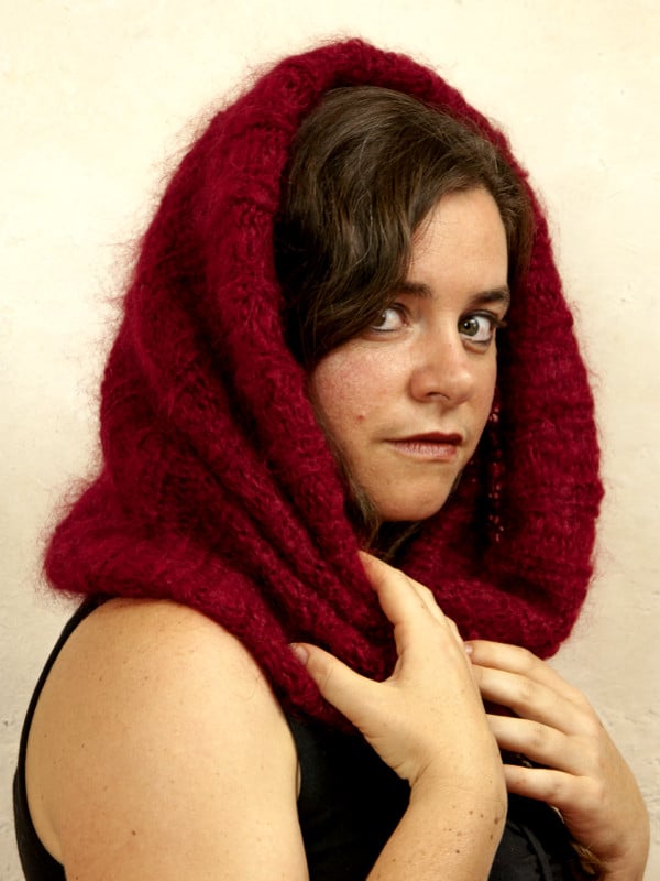 snood laine mohair rouge par la Ferme d'Auré