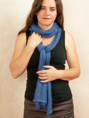 echarpe laine mohair et soie boa bleu