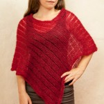poncho femme laine mohair et soie tricot rouge