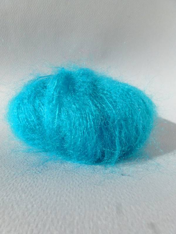Lot De 5 Pelotes Laine Mohair Bleu Pétrole - Fabriqué En France - Pour Tricot Et Crochet