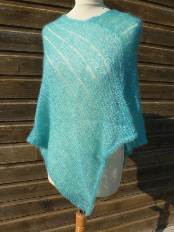 poncho laine mohair et soie menthe glaciale