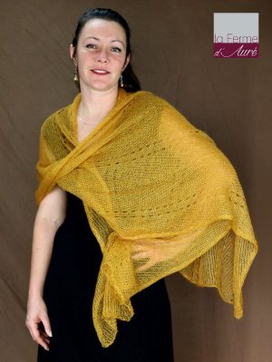 Etole mariage mohair et soie jaune moutarde