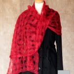 etole femme laine mohair et soie Rouge 2- Mohair de France