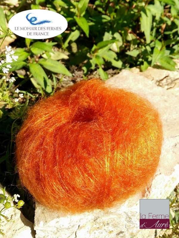 Laine Mohair et Soie Orange cuivré - Mohair des fermes de France