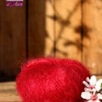 Pelote de laine mohair et soie rouge grenade - Mohair de la Ferme d'Auré