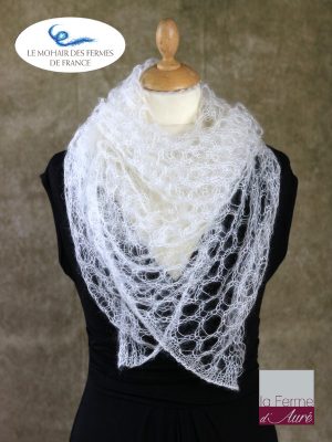 Echarpe mohair et soie foulard ecru par la Ferme d'Auré