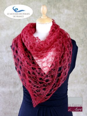 Echarpe mohair et soie foulard rouge par la Ferme d'Auré