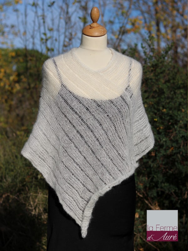 Poncho laine mohair de la Ferme d'Auré coloris écru