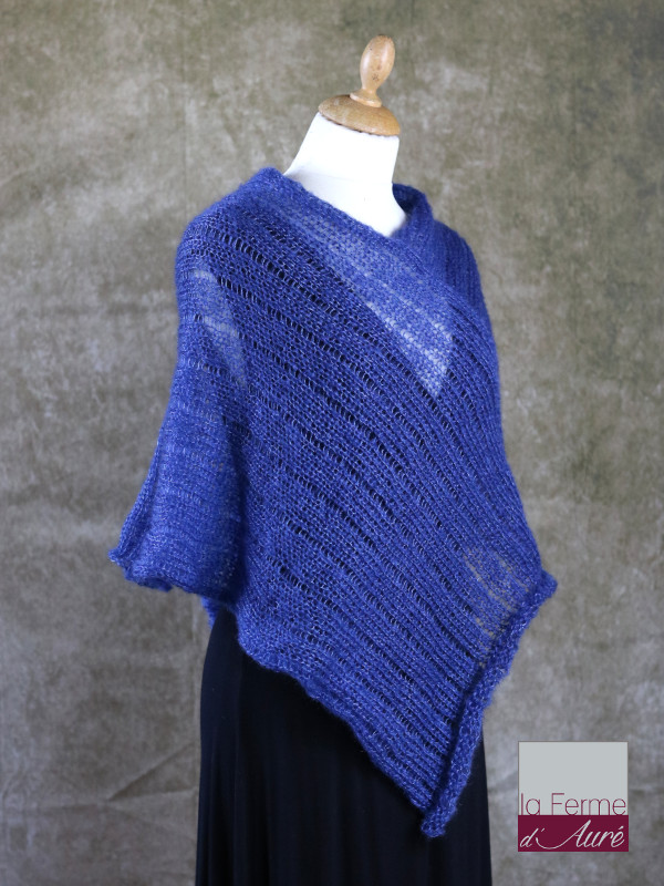 Poncho Mohair Soie Riviera coloris Bleu Pacifique par la Ferme d'Auré - 2