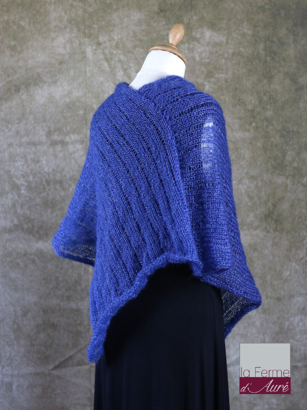 Poncho Mohair Soie Riviera coloris Bleu Pacifique par la Ferme d'Auré - 3