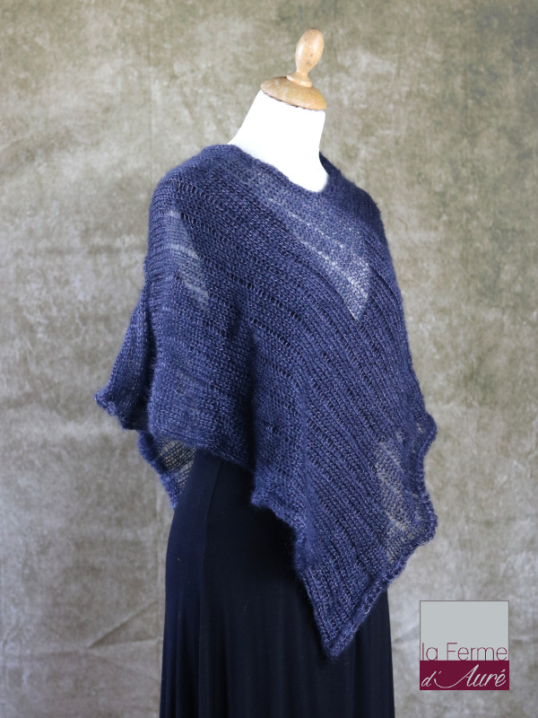 Poncho Mohair Soie Riviera coloris Gris Ardoise par la Ferme d'Auré - 2