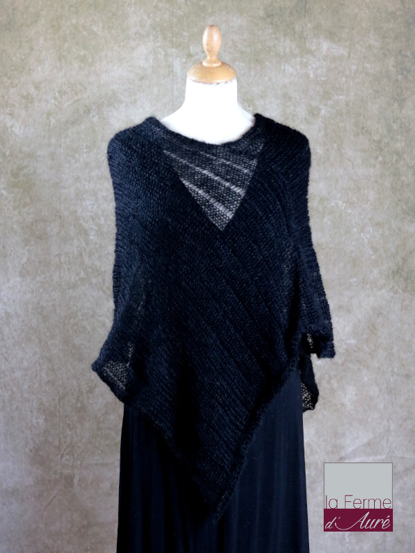 Poncho Mohair Soie Riviera coloris Noir par la Ferme d'Auré - 1