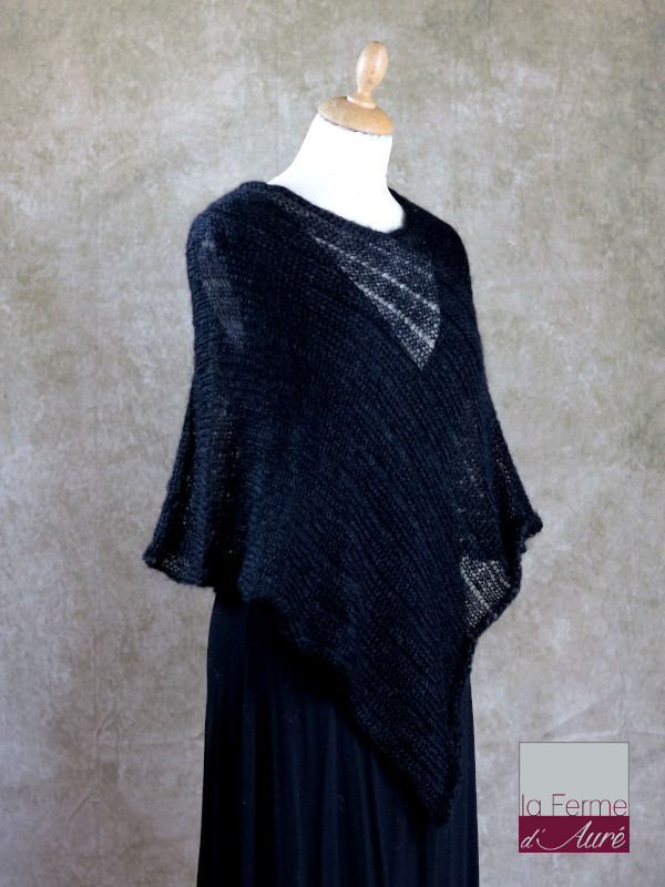 Poncho Mohair Soie Riviera coloris Noir par la Ferme d'Auré - 2