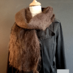 echarpe laine mohair marron- petit modele - mohair des fermes de france