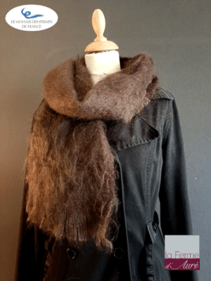 echarpe laine mohair marron- petit modele - mohair des fermes de france