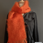 echarpe laine mohair orange cuivre - petit modele - mohair des fermes de france
