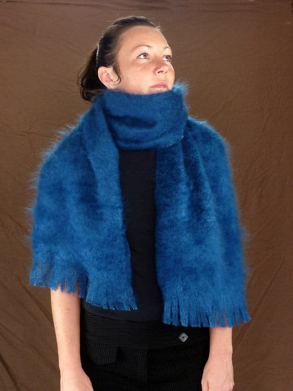 echarpe en laine mohair très chaude bleu canard