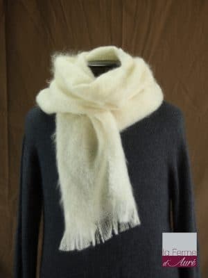 Grande écharpe laine mohair pour homme coloris écru - Mohair Ferme d'Auré