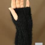 Mitaines laine mohair noir fait main
