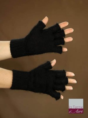 Mitaines laines mohair et soie noir