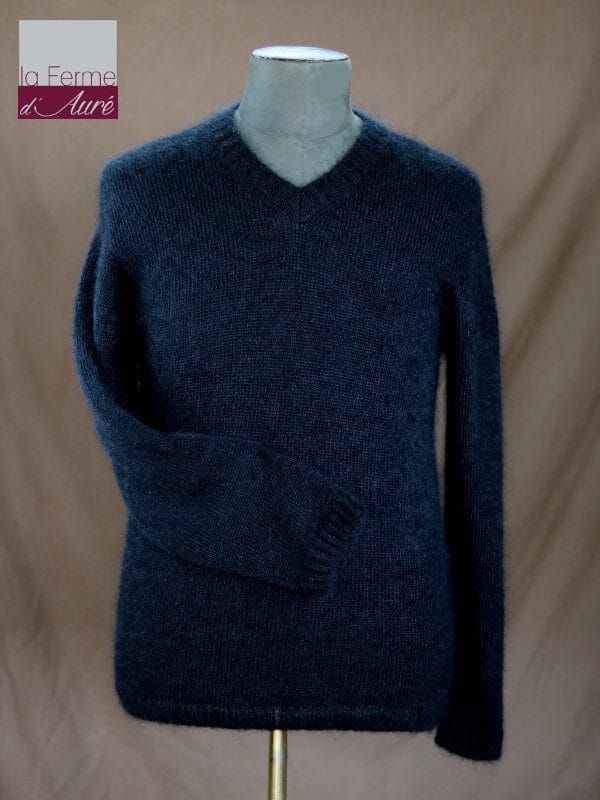 Pull mohair homme noir de face