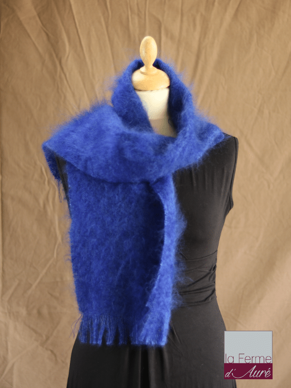 echarpe laine mohair et soie bleu klein petit modele