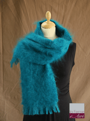 echarpe en laine mohair et soie bleu lagon petit modele - Mohair Ferme