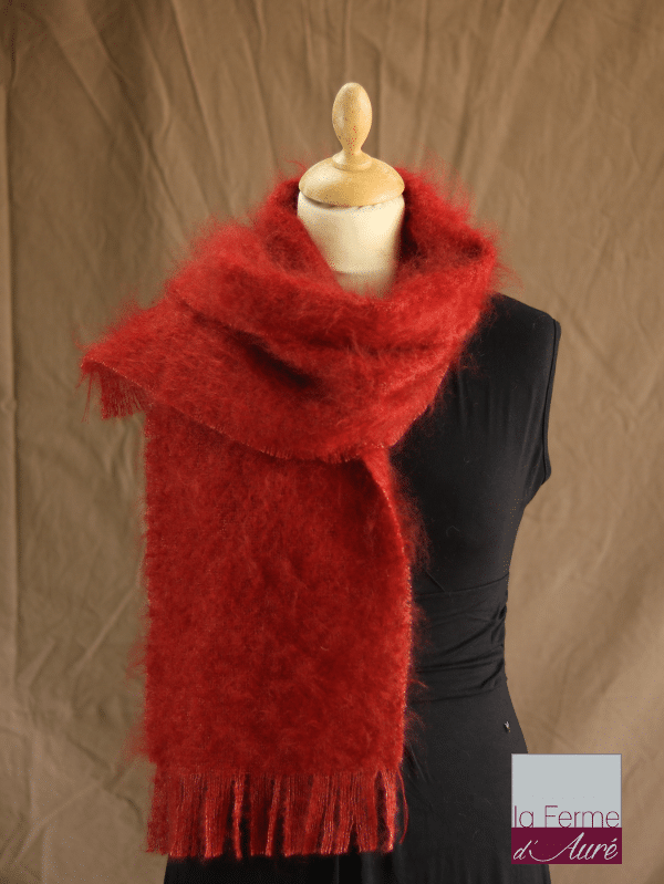 écharpe laine mohair et soie roux écureuil petit modele - Mohair Ferme d'Auré