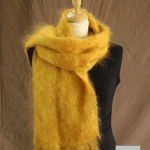 echarpe laine mohair et soie moutarde petit modele - Mohair Ferme d'Auré