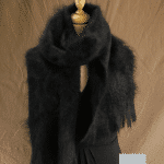 Grande écharpe laine mohair noir - Mohair Ferme d'Auré