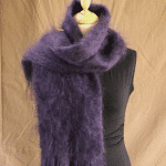 Echarpe laine mohair prune petit modele