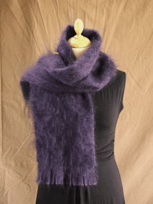 Echarpe laine mohair prune petit modele