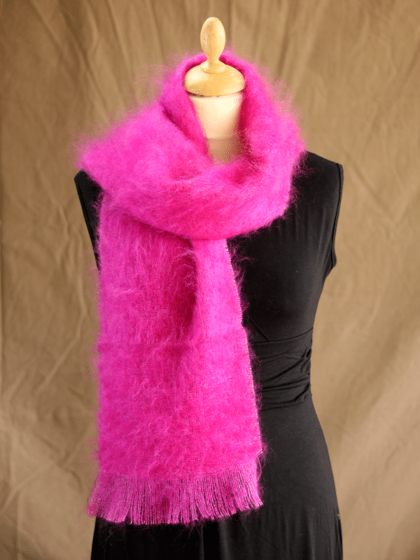 echarpe laine mohair rose thyrien petit modele