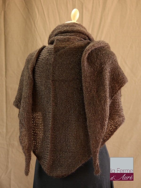 chale femme laine mohair & soie chocolat par la Ferme d'Auré - Chale tricot en laine mohair