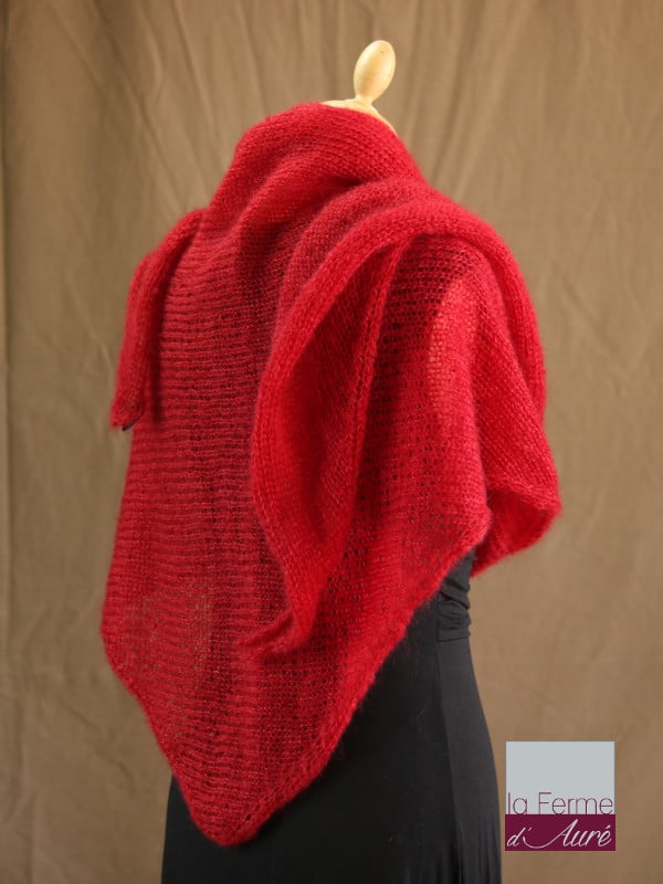 chale femme laine mohair & soie rouge par la Ferme d'Auré - Chale en laine mohair