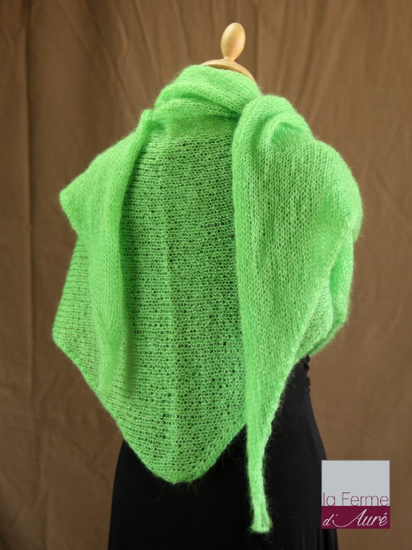 chale femme laine mohair & soie vert pomme par la Ferme d'Auré - Chale tricot en laine mohair