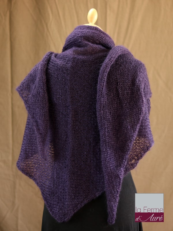 chale femme laine mohair & soie violet par la Ferme d'Auré - Chale tricot en laine mohair