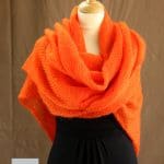 chale femme laine mohair orange par la Ferme d'Auré - Chale en laine mohair