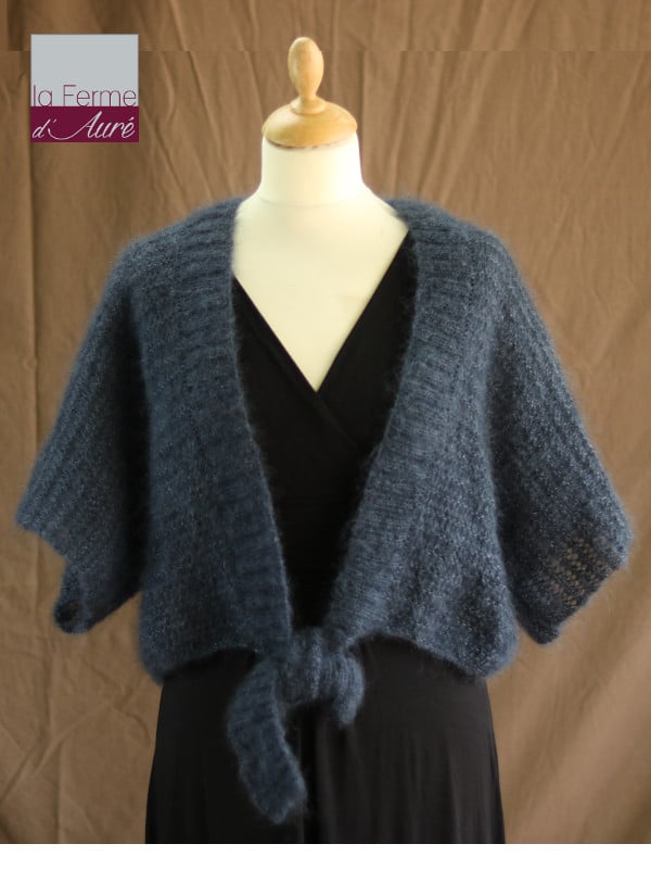 Boléro Femme Mariage en laine mohair et soie gris ardoise - Mohair Ferme d'Auré