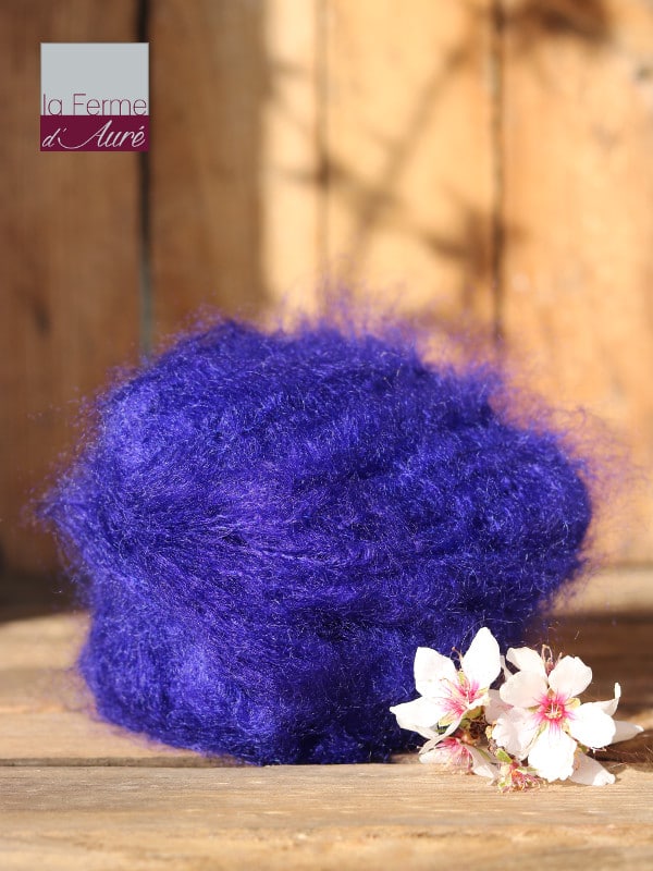 Pelote de laine pur mohair bleu encre - Mohair de la Ferme d'Auré