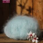 Pelote de laine pur mohair bleu pastel - Mohair de la Ferme d'Auré
