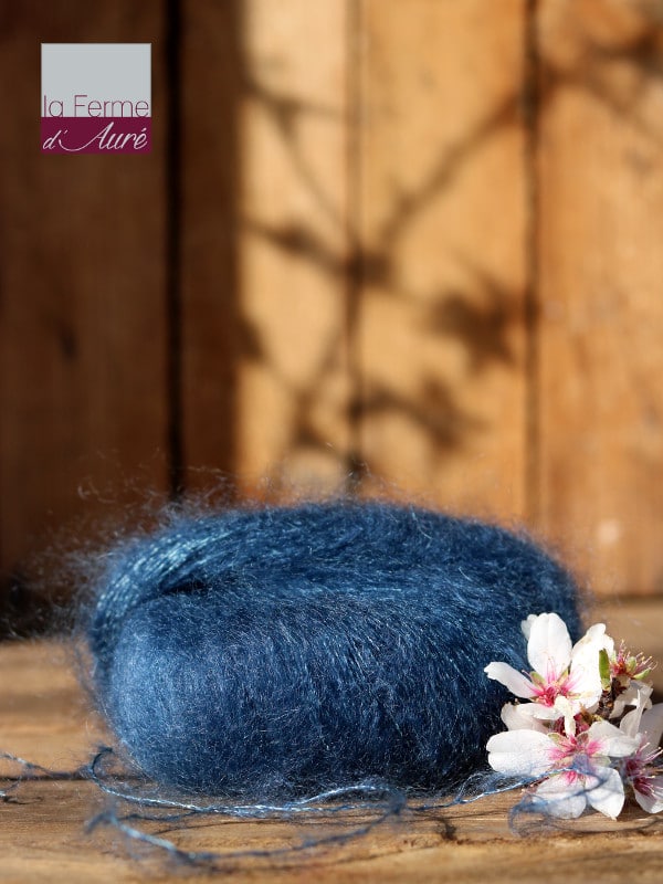 Laine Mohair et Soie Bleu Encre (Pelote 25g) - Laine à tricoter