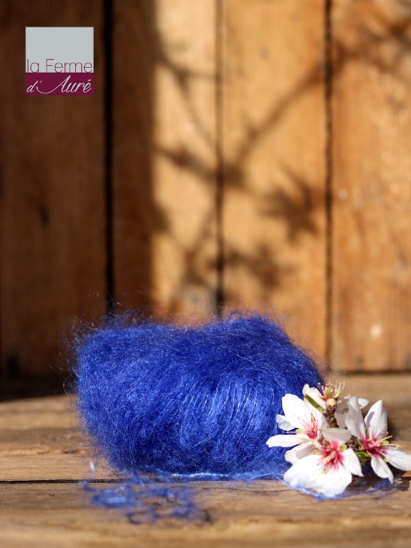 Laine à tricoter Pur Mohair Bleu Outremer - Mohair de la Ferme d'Auré