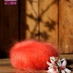 Pelote de laine mohair et soie corail - Mohair de la Ferme d'Auré